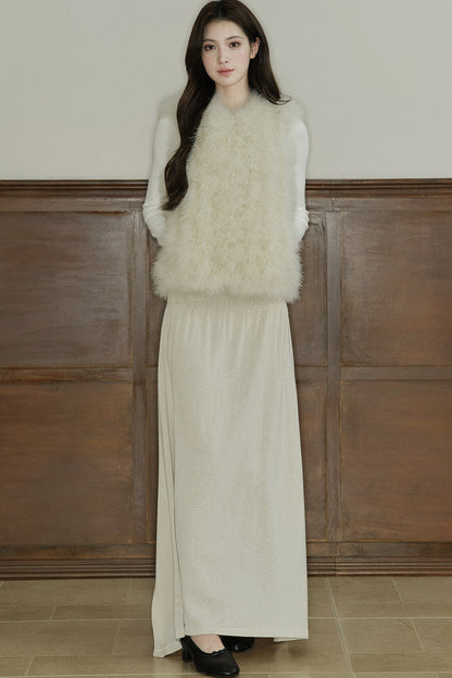 Natural Feather Sleeveless Vest
