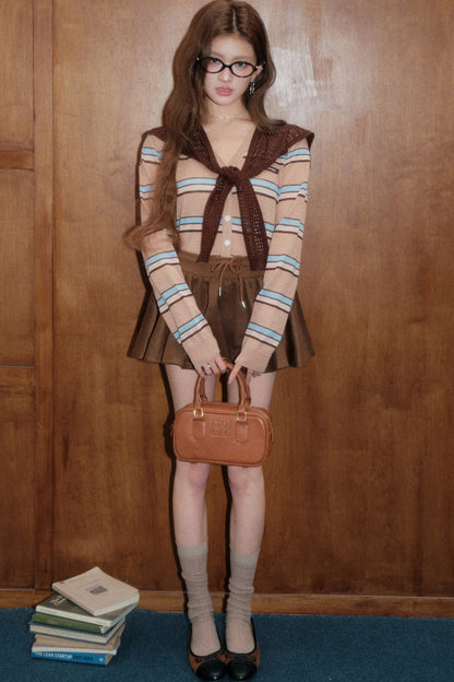 Striped Knit Top With Skirt Set-Up