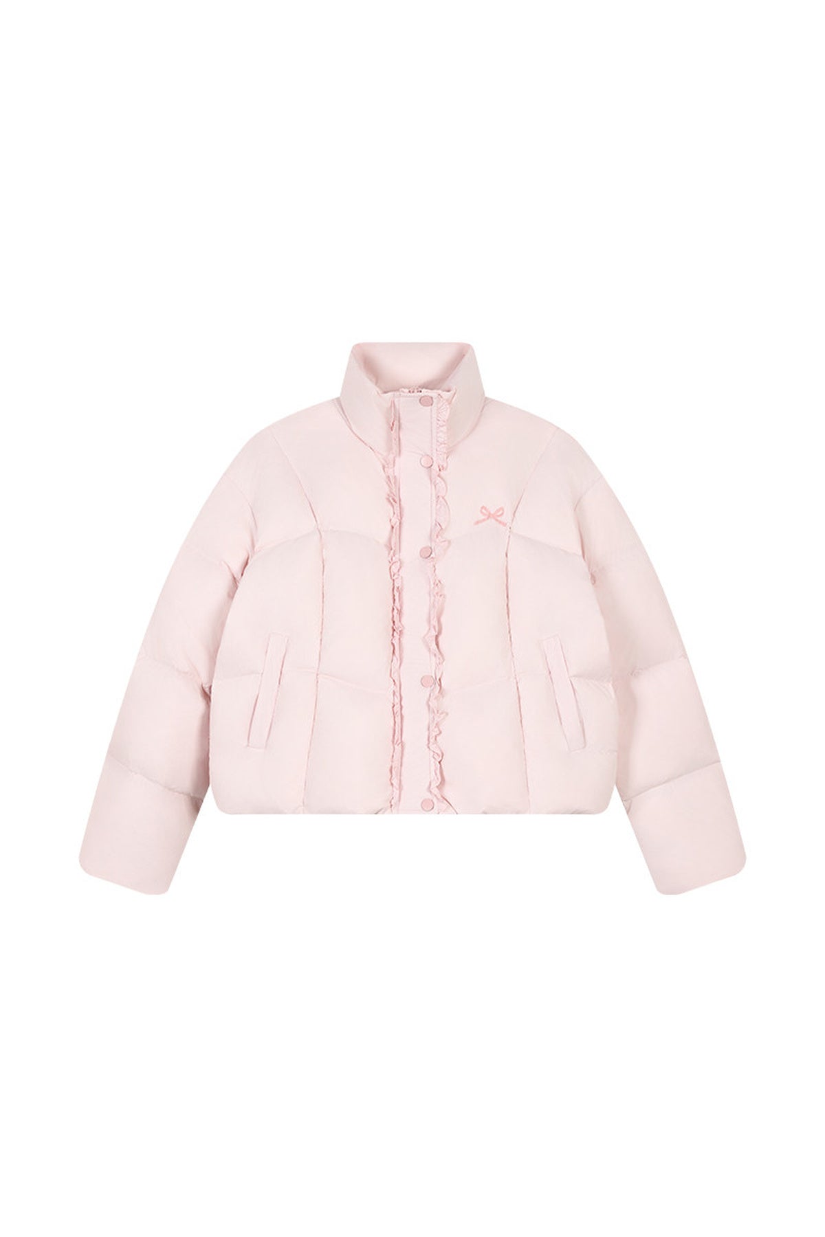 Short Embroidered Bow Lace Down Jacket