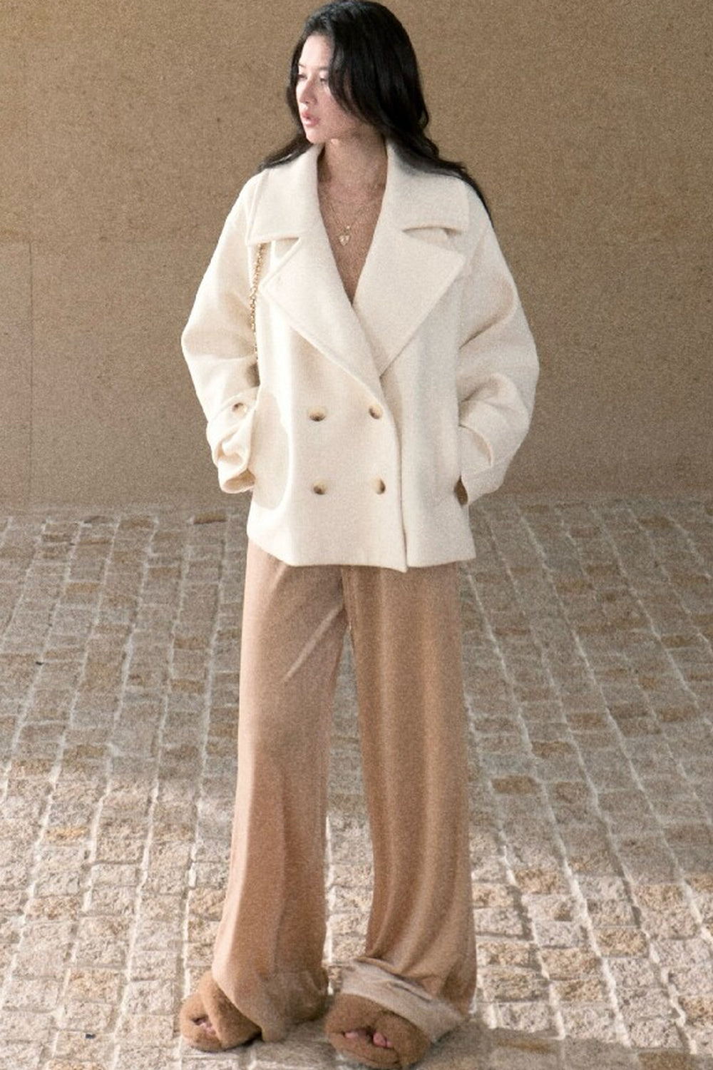 Two-Way Double-Breasted Wool Jacket