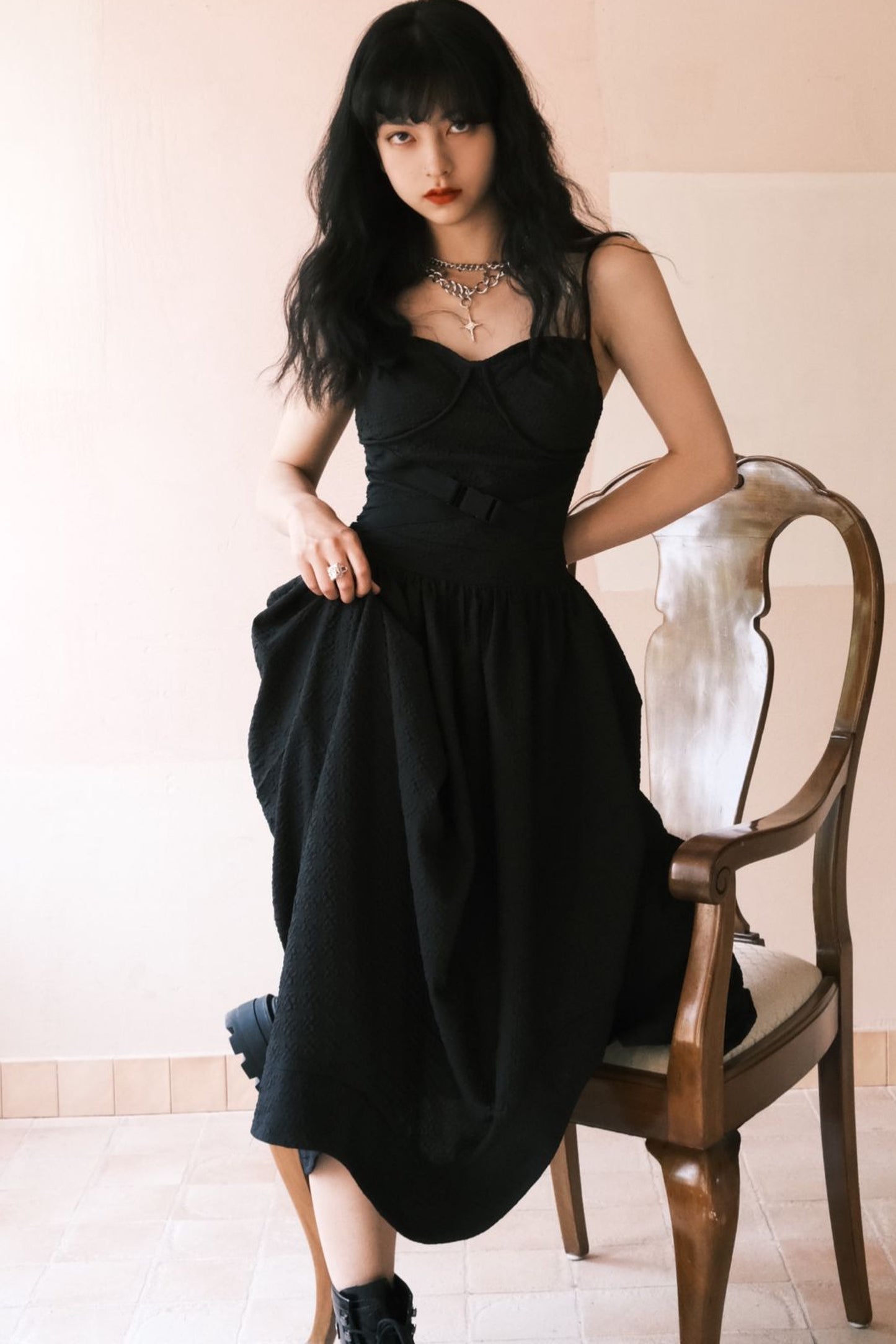 Elegant Jacquard Strap Dress