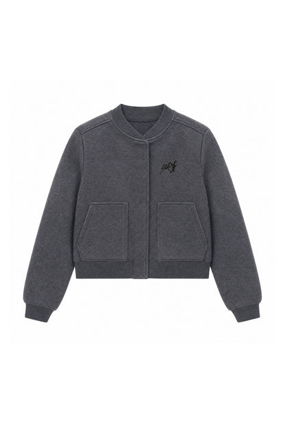 Woolen Baseball Jacket with Tiered Shirt Dress Set-Up