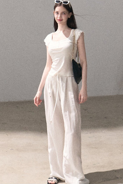 Lyocell Linen Wide-Leg Pants