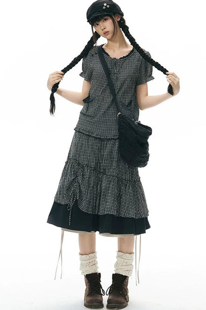 Plaid Multi-Layer Cake Skirt