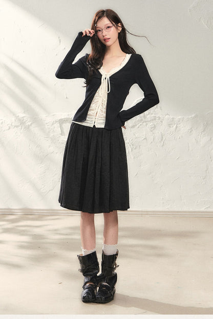 Knit Cardigan and Long Skirt Set-Up