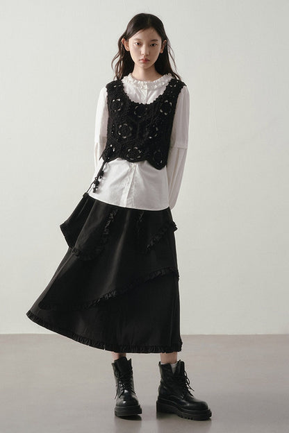 Original Design Gentle Floral Knitted Vest