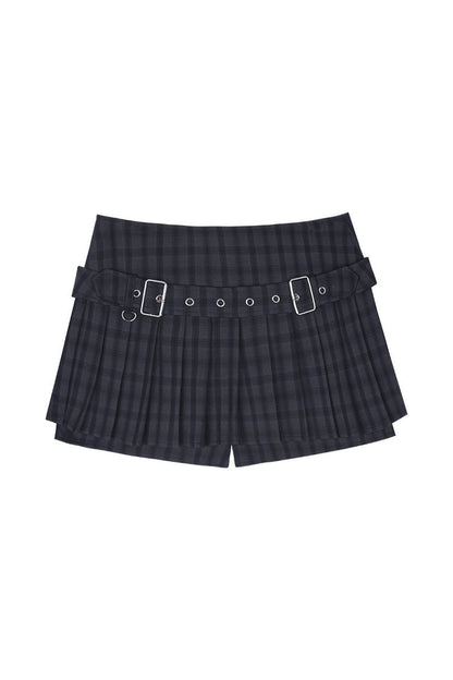 Plaid Pleated Skirt Shorts