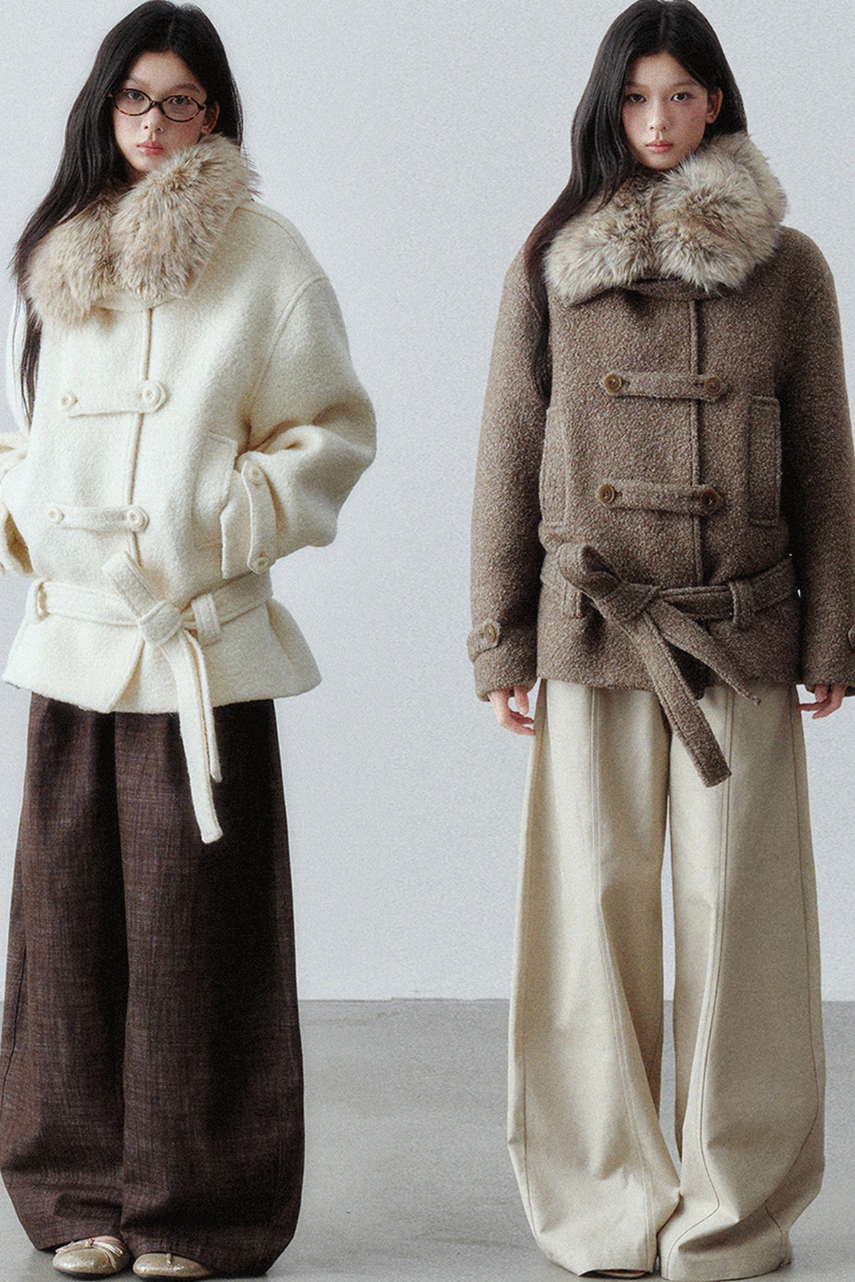 Napoleon Buckle Wool Fur Collar Jacket