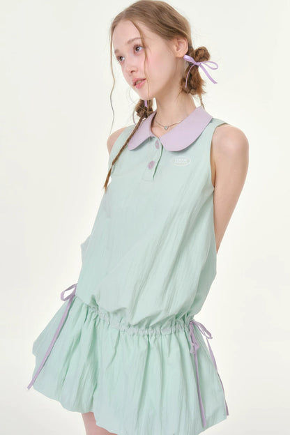 Abito smanicato viola menta