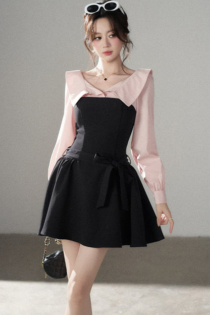 Black Flared Shirt Dress