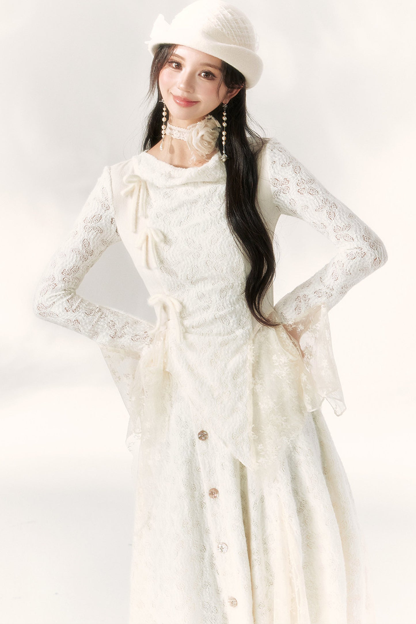 Butterfly Dream Knit Layered-Look and Skirt Set-Up