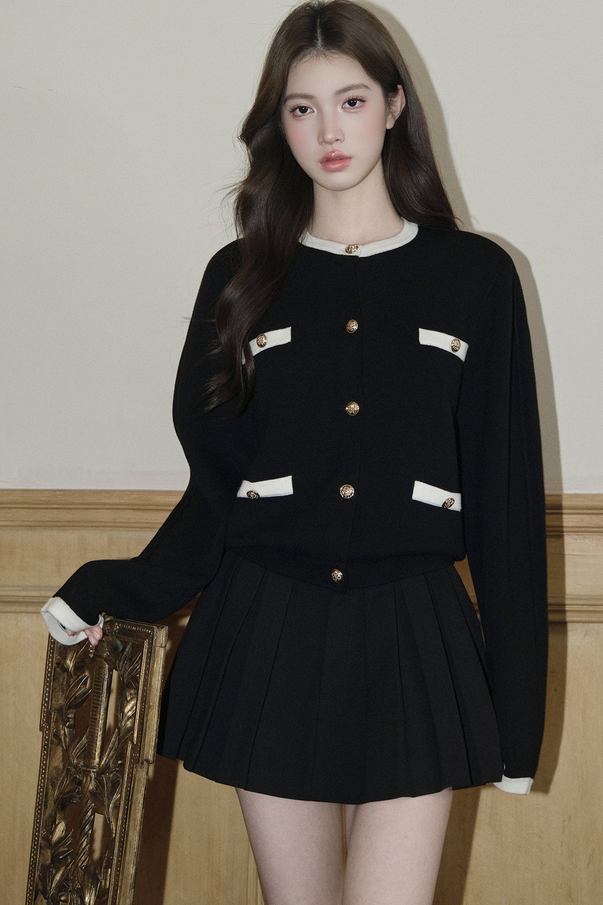 Color-Block Wool Knit Jacket