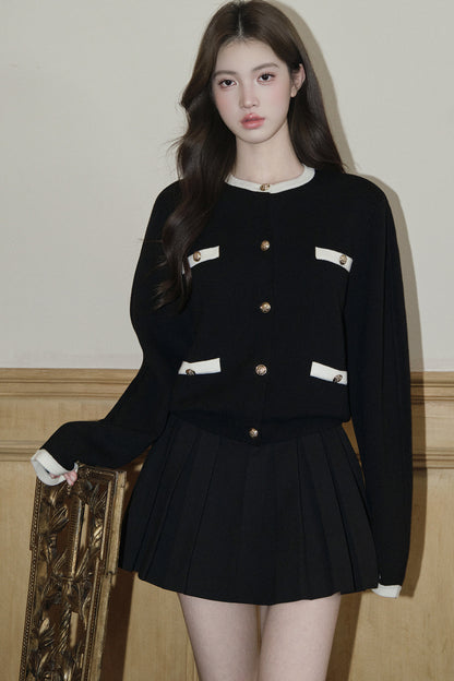 Color-Block Wool Knit Jacket