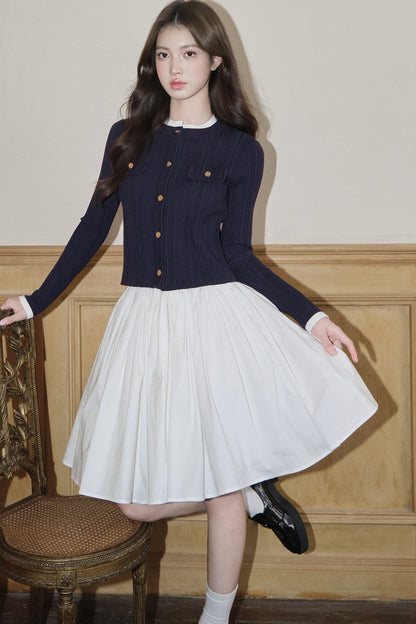 Pleated A-Line Midi Skirt