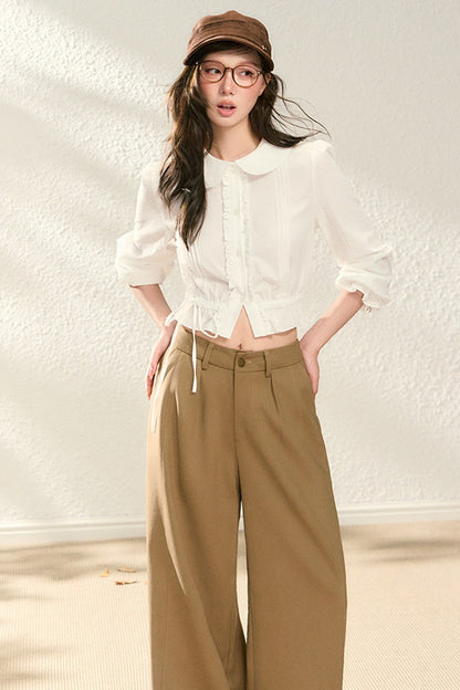 Waist-Cinching Doll Collar Blouse