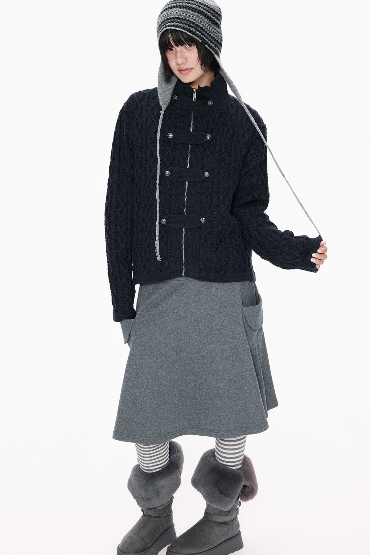 Cable Knit Toggle Cardigan