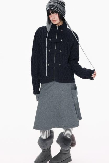 Cable Knit Toggle Cardigan