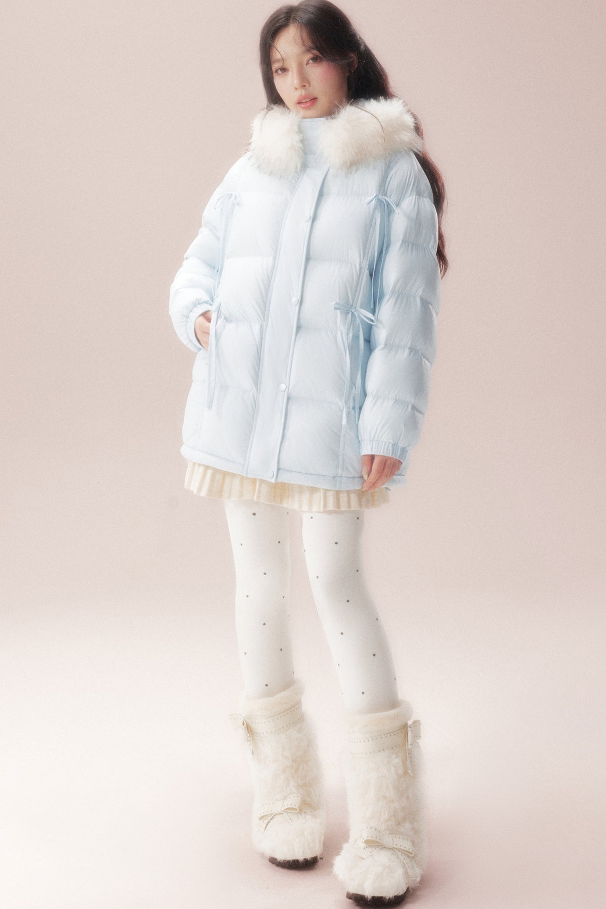 Snow Bow Fur Collar Down Jacket
