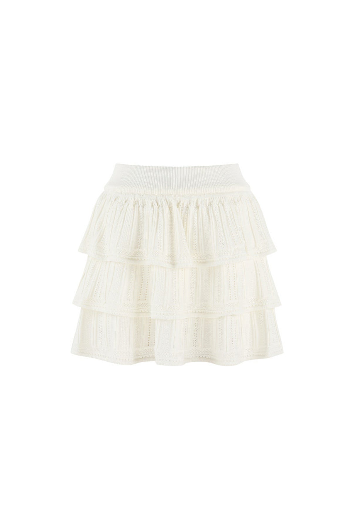 Miu-Style Knit Top and Tiered Skirt Set-Up