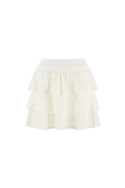 Miu-Style Knit Top and Tiered Skirt Set-Up