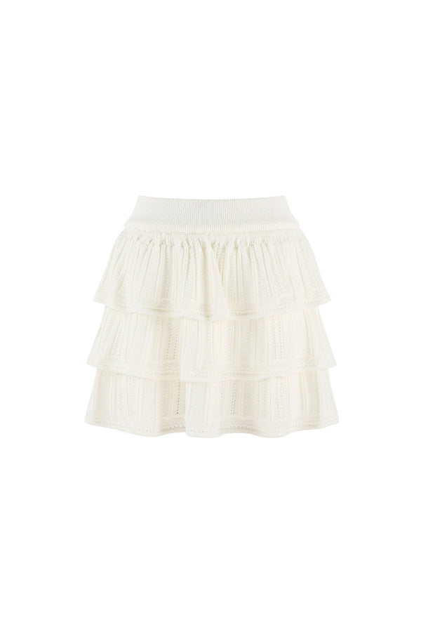 Miu-Style Knit Top and Tiered Skirt Set-Up