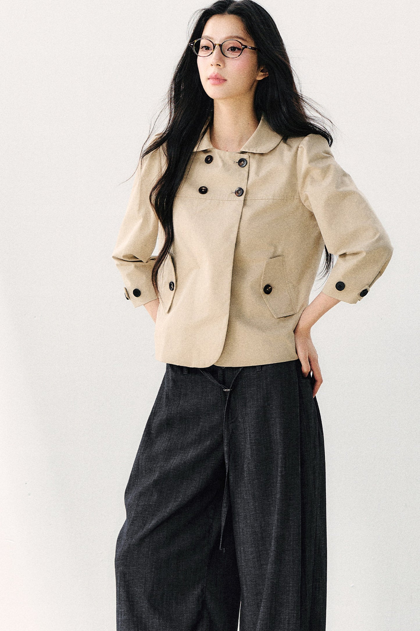 Veste croisée à col Claudine