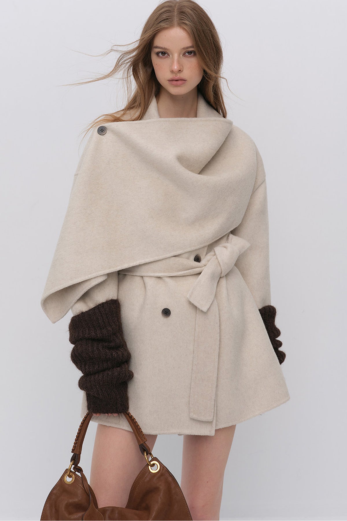 Half Shawl Wool Coat