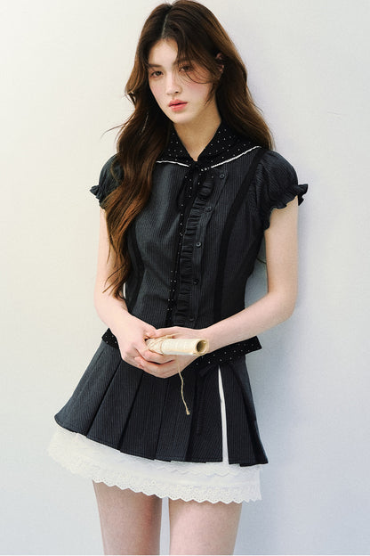 Striped Patchwork Blouse Set-Up