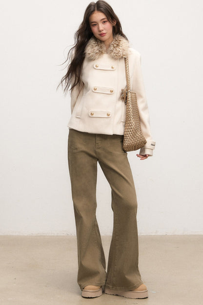 Ensemble veste et jean évasé taille haute