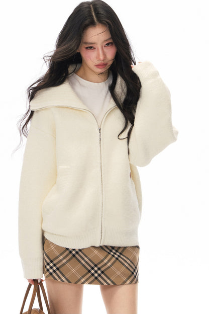 White Cardigan Jacket Skirt Set-Up