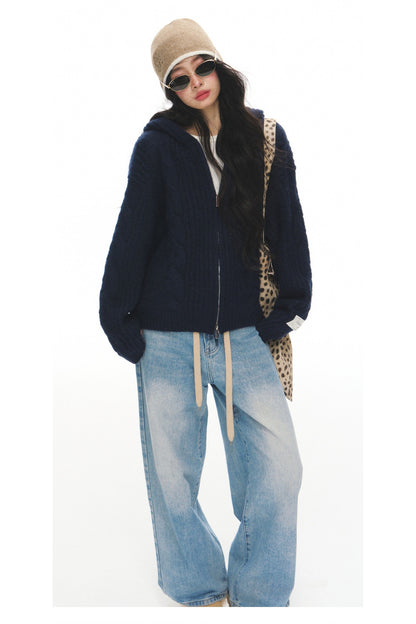 Completo cardigan a maglia a trecce
