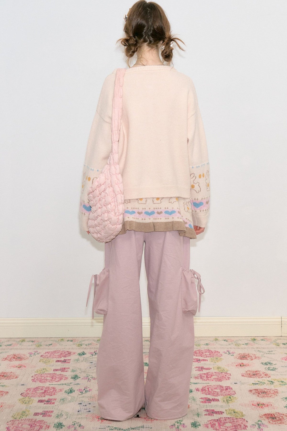 Apricot Knit Cardigan Shawl Set-Up