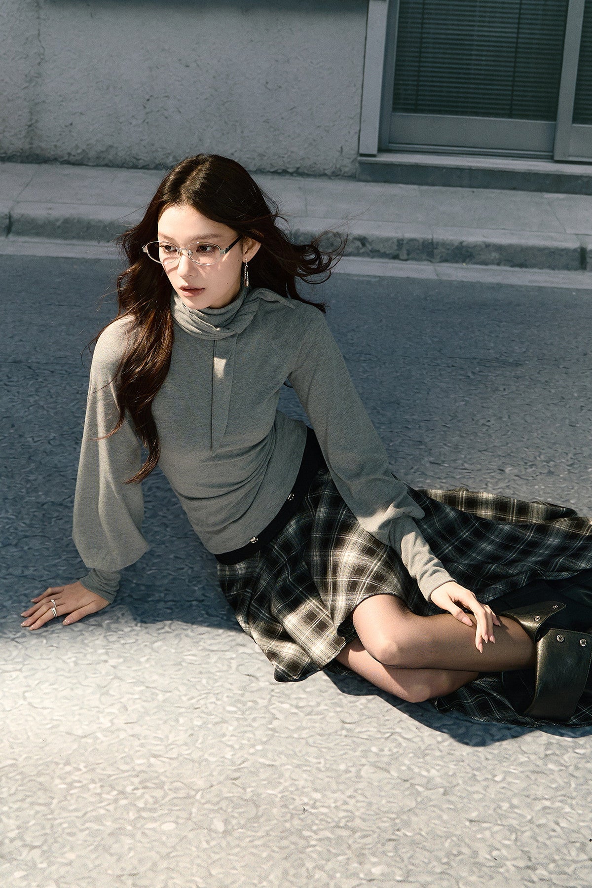 Ribbon Lantern Sleeve Knit Top