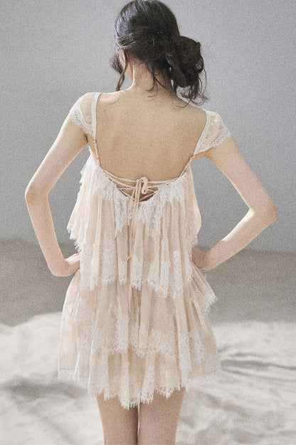 French Irregular Lace Mesh Top Set-Up