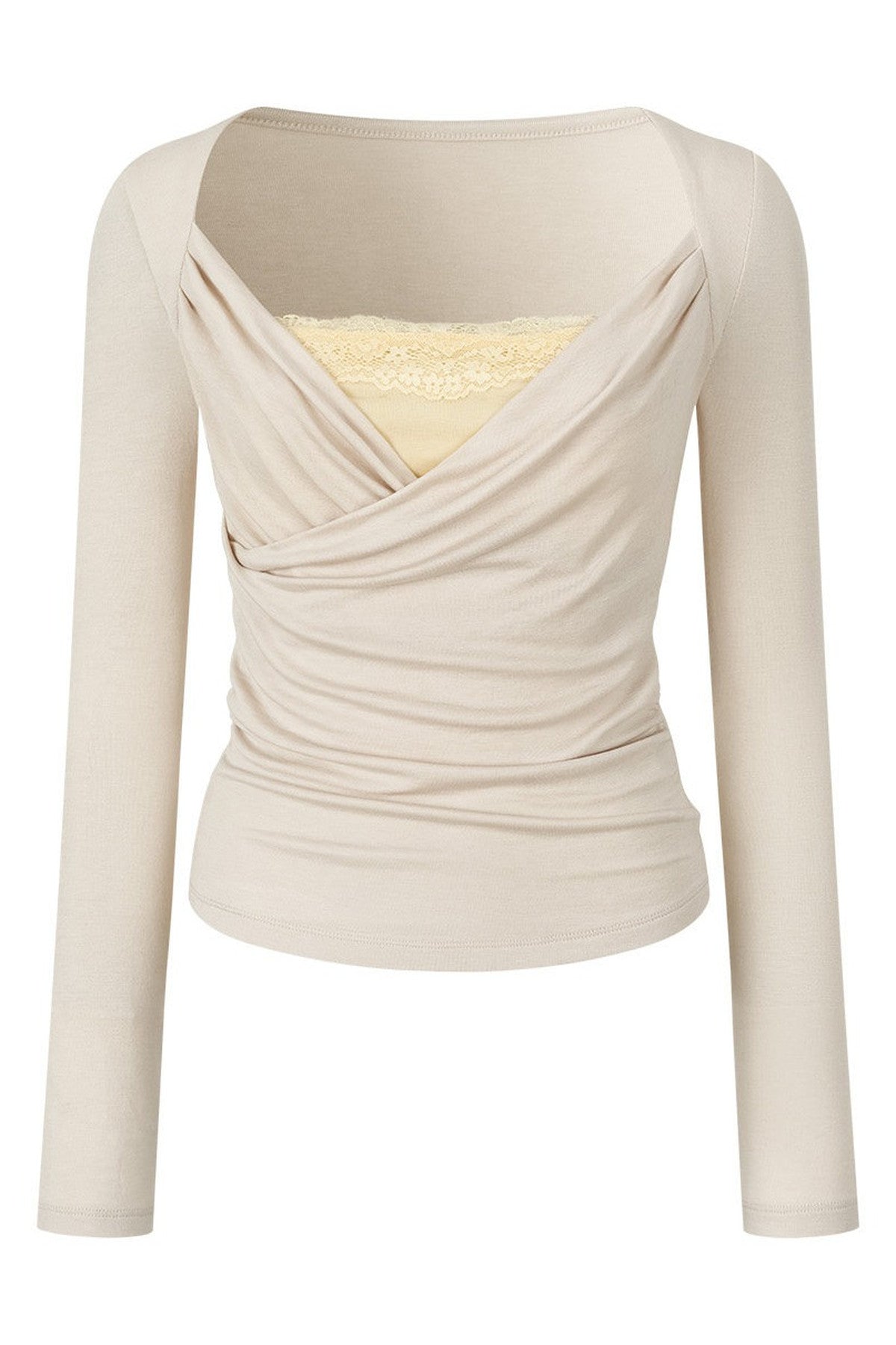 Layered-Look Pleated Tencel Base Layer Top