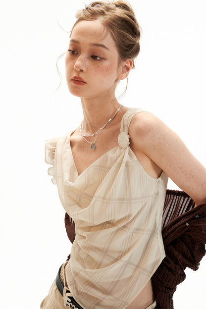 Irregular Collar Gauze Vest