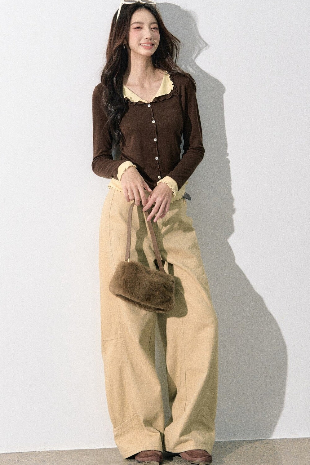 Miu-Style Collared Knit Sweater