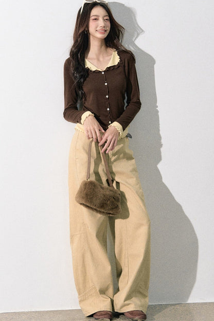Miu-Style Collared Knit Sweater