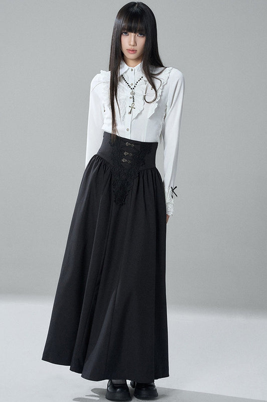 Gothic Black Skirt and White Shirt Set-Up