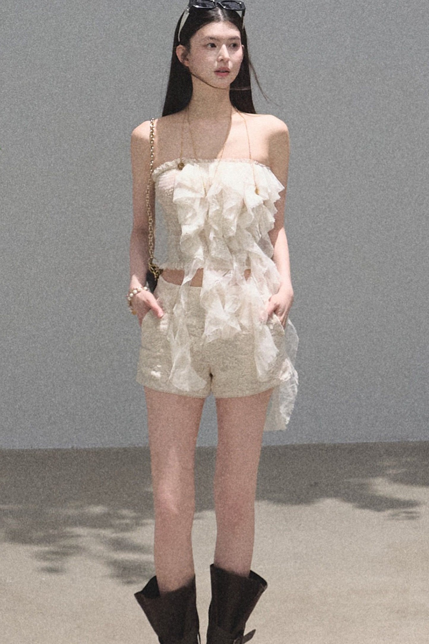 Slim-Fit High-Waisted Suit Shorts