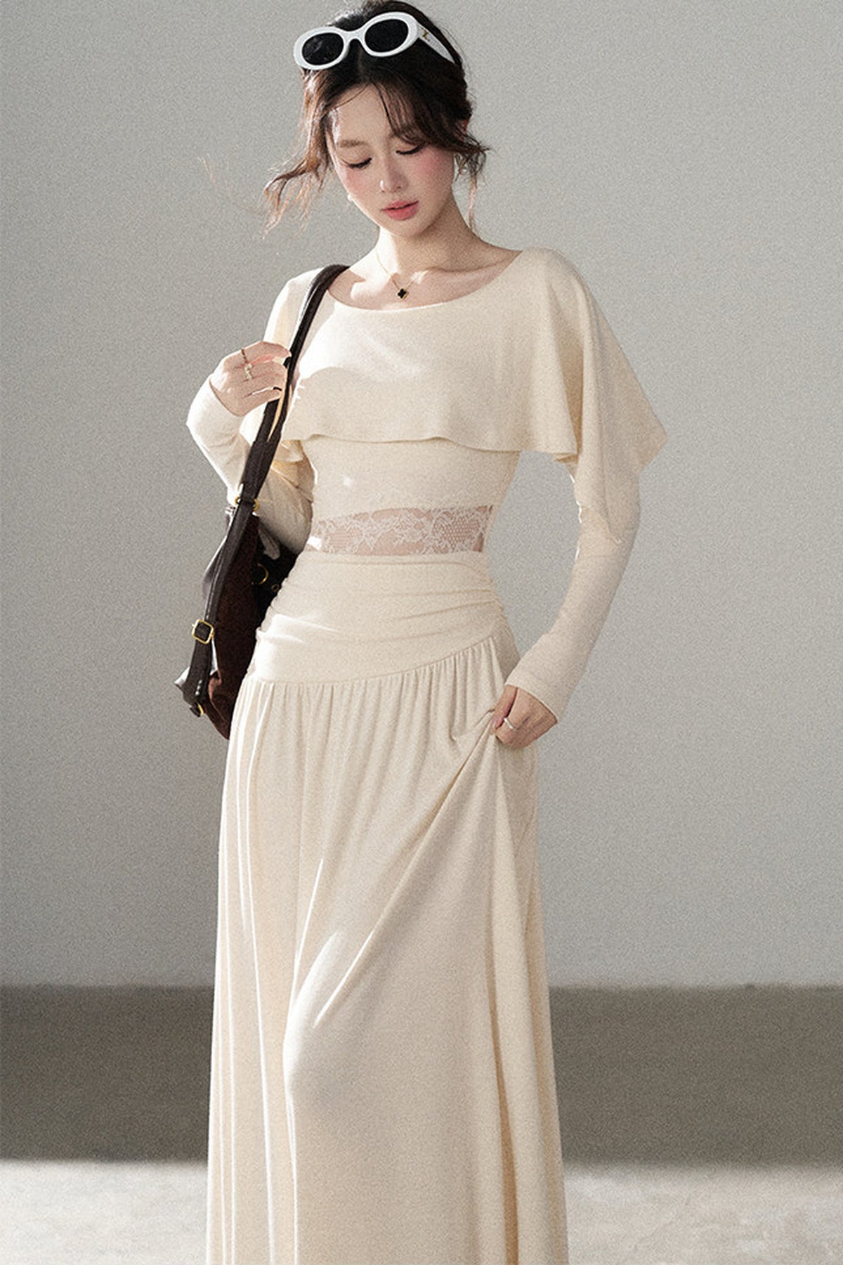 Long-Sleeved Lace Patchwork Dress