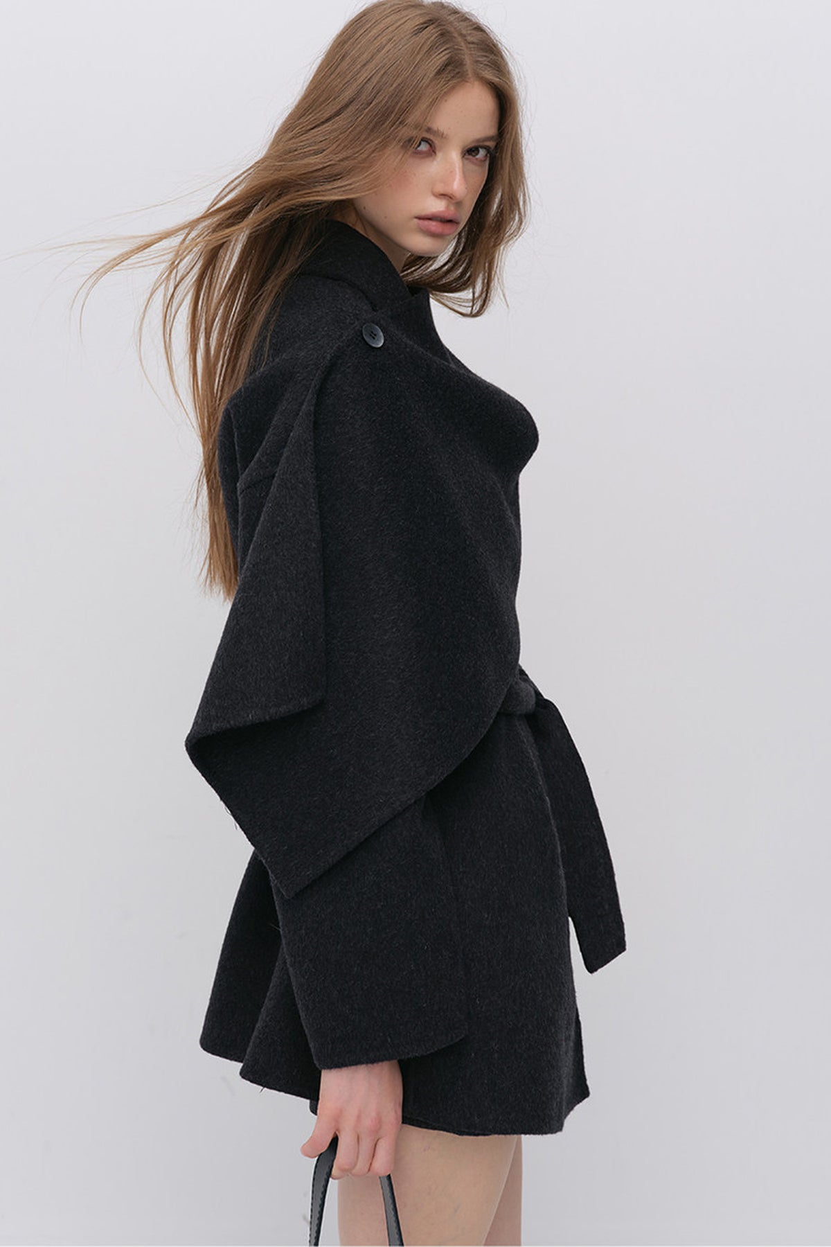 Half Shawl Wool Coat