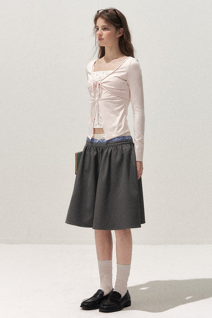 Floral Knot Tie Long Sleeve T-Shirt