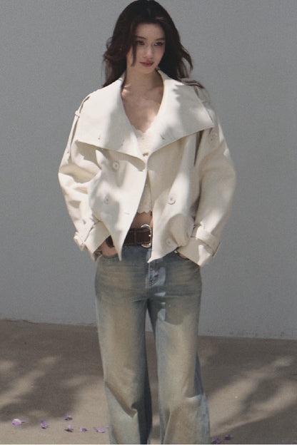Knight-Style Oil-Waxed Leather Trench Jacket