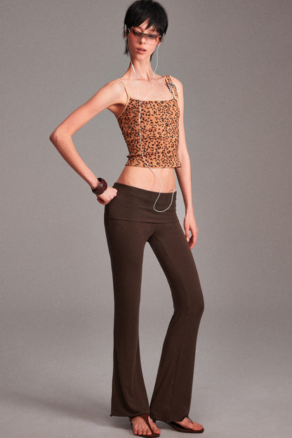 Camouflage Leopard Print Asymmetrical Metal Buckle Camisole