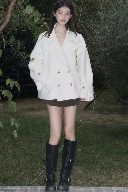 Two-Way Double-Breasted Wool Jacket