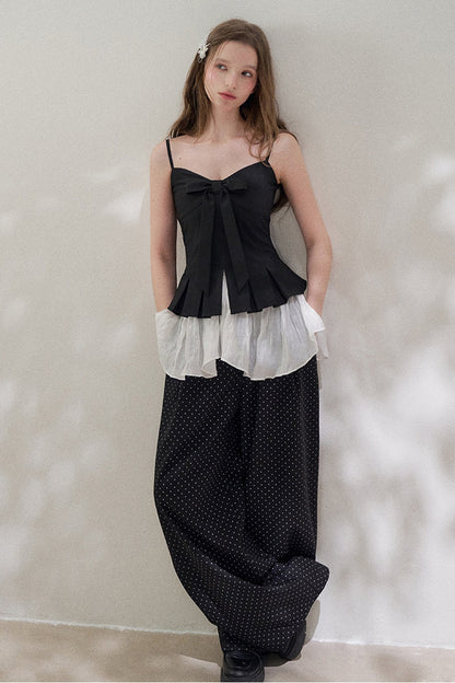 High-Waisted Polka Dot Wide-Leg Pants