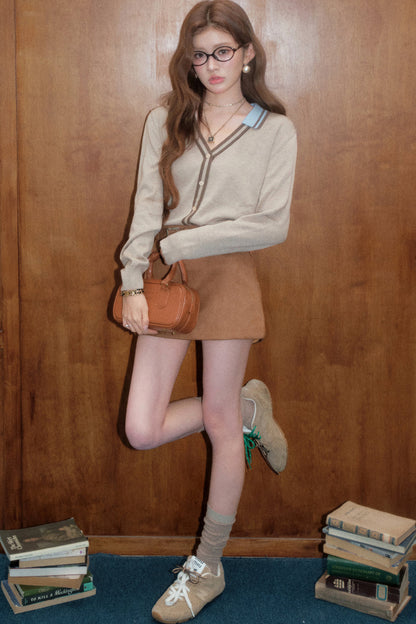 Merino Wool Long-Sleeved Top and Skirt Set-Up