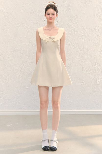 U-Neck Bow Collar Sleeveless Dress