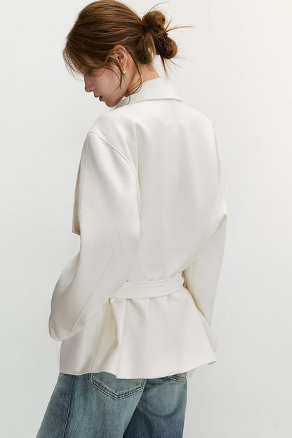 Double-Breasted Wool Blend Jacket